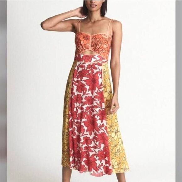 Reiss Isla Cut-Out Resort Midi Dress, Size 10 - Picture 1 of 4